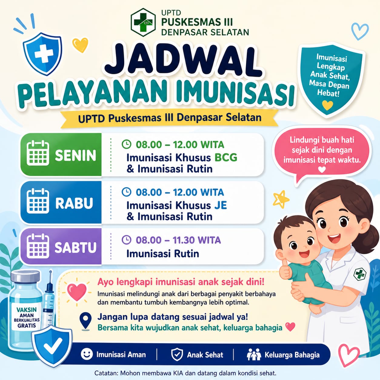 JADWAL PELAYANAN IMUNISASI