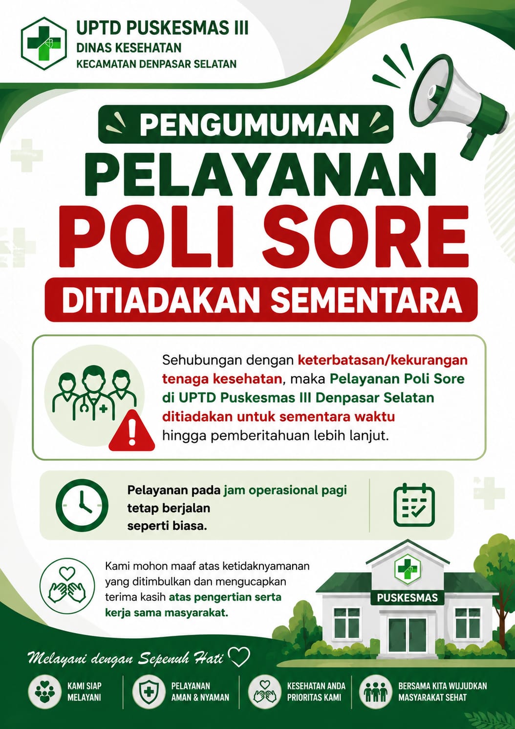 PENGUMUMAN LAYANAN SORE
