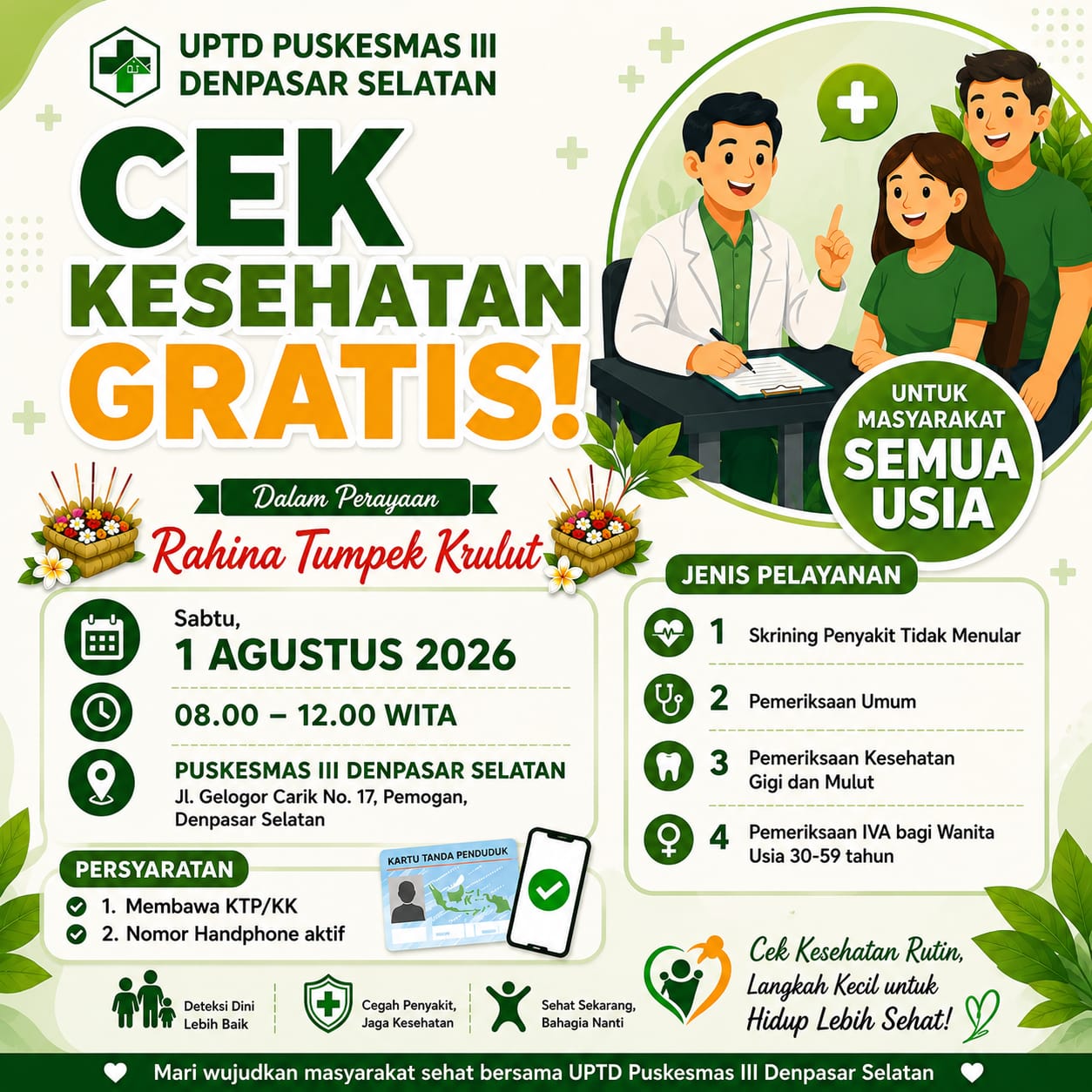  CEK KESEHATAN GRATIS!